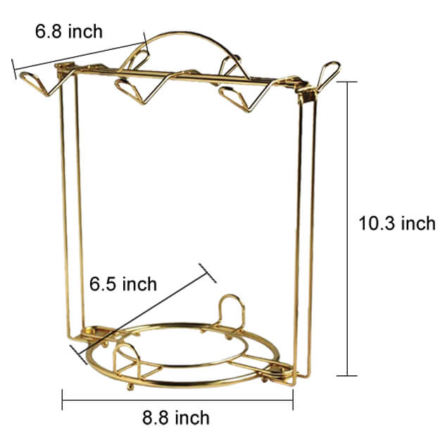 HOHIYA Tea Cup Display Rack Stand Teacup Holder Wire Gold 2 Pcs