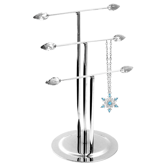 HOHIYA 20 Inch Jewellery Tree Stand Necklace Holder Organiser Jewelry Hanger Hook Ornament Bauble Display Stand for Bracelets Watches Birthday Christmas Monther Day Party Home Gift Chrome Silver 