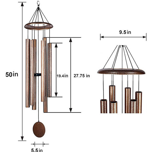 50 Inch Deep Tone Wind Chimes Large with Best Sounding Free Shipping
