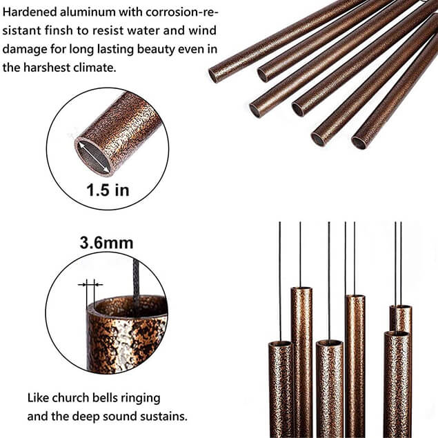 Deep Tone Wind Chimes Large with Best Sounding Copper 50 inch