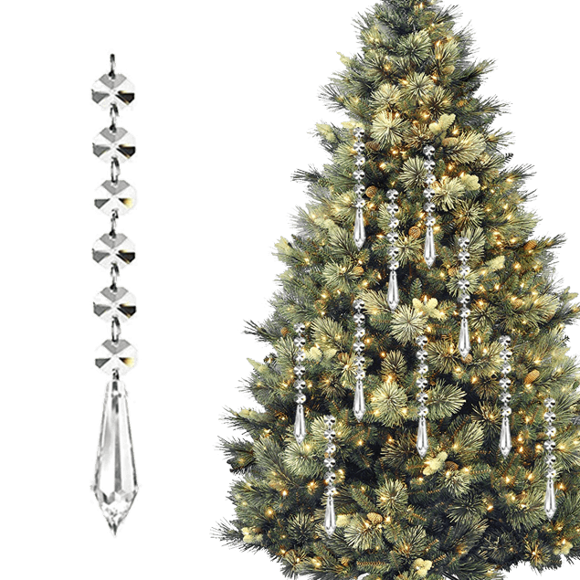 HOHIYA Crystal Ornaments Christmas Tree Decoration Garland Clear 30 Pcs