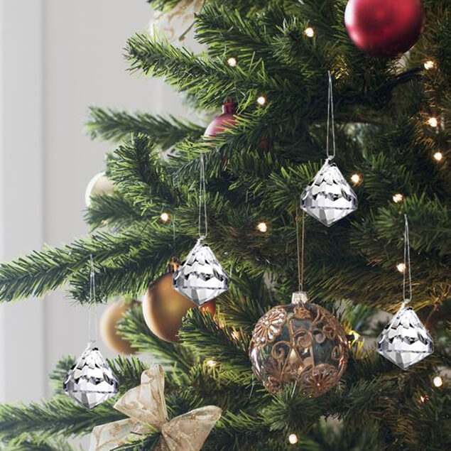 Acrylic Crystal Christmas Tree Decorations Ornaments Diamond Clear 24pcs