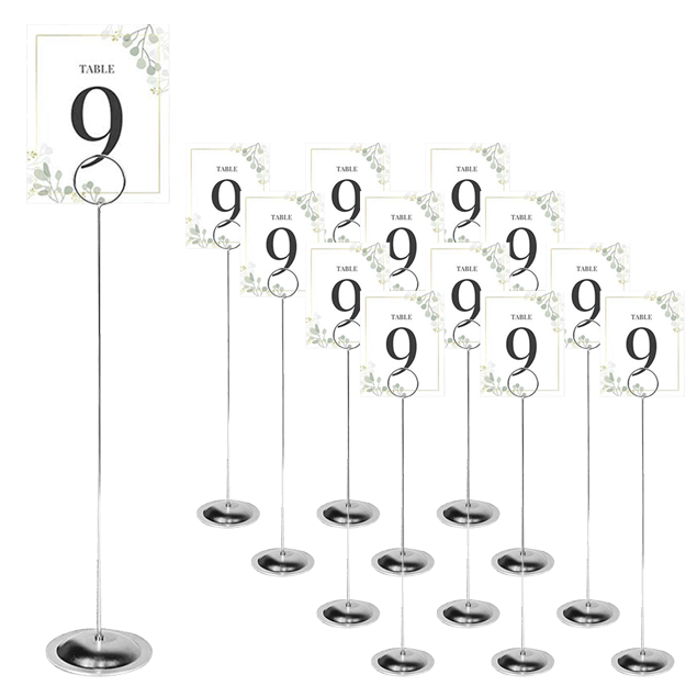 Wedding Table Number Holders Stand Place Card Party 12 inch Silver 12pcs