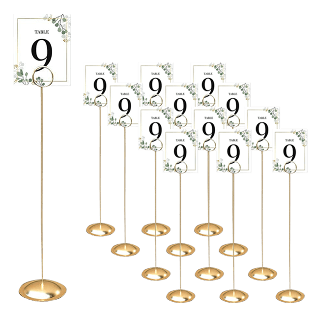 Wedding Table Number Holders Stand Place Card Party 12 inch Gold 12pcs