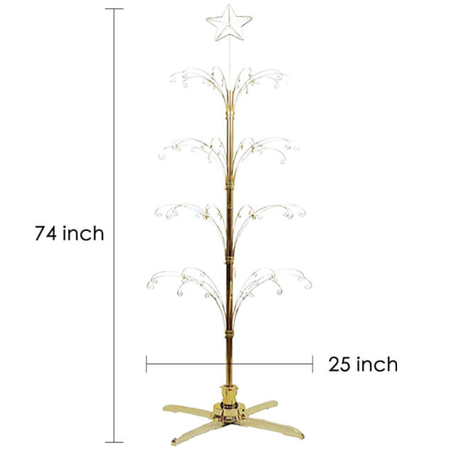 Metal Christmas Tree Ornament Display Stand Wire Rotating Gold 74 Inch