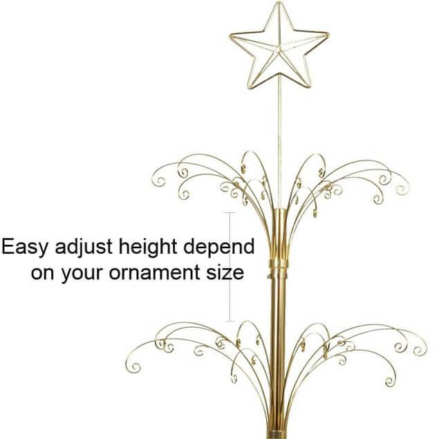 Metal Christmas Tree Ornament Display Stand Wire Rotating Gold 74 Inch