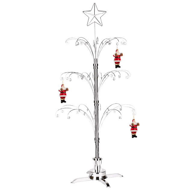 Metal Christmas Tree Ornament Display Stand Wire Rotating Silver 47 Inch