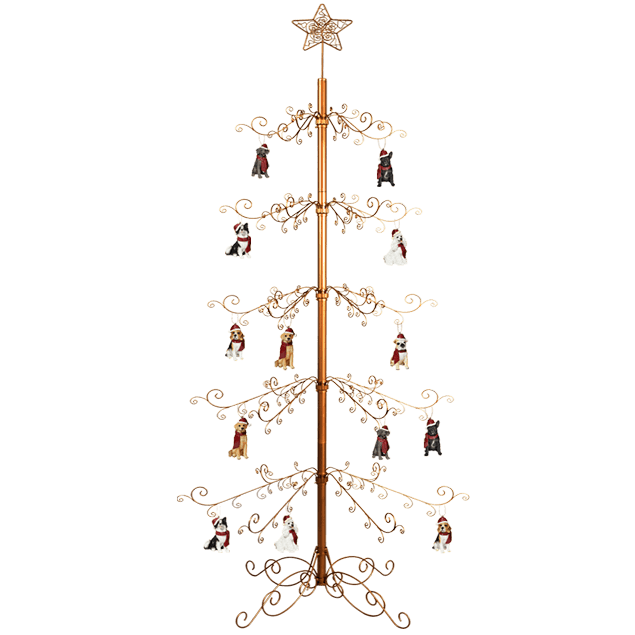 HOHIYA Ornament Display Tree Stand Metal Halloween Christmas Wire Hook Hanger Bauble Ball Dog Cat Glass Wrought Iron Black