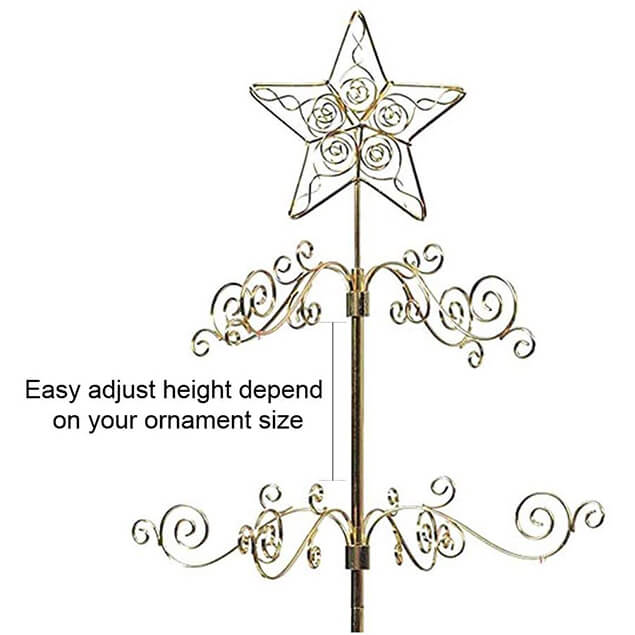 Ornament Display Tree Stand Metal Christmas Trees Rotating Gold 24 Inch