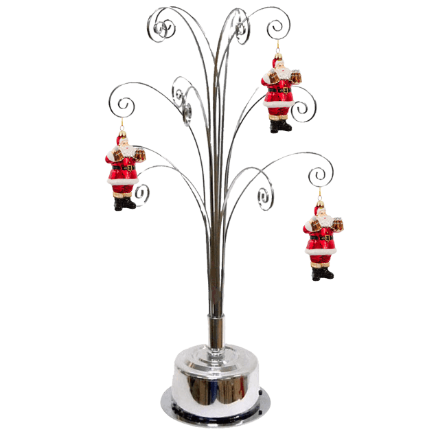 Ornament Display Tree Stand Christmas Metal Rotating Silver 16 Inch