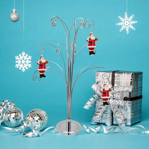 Metal Christmas Tree Ornament Display Stand silver 20 Inch