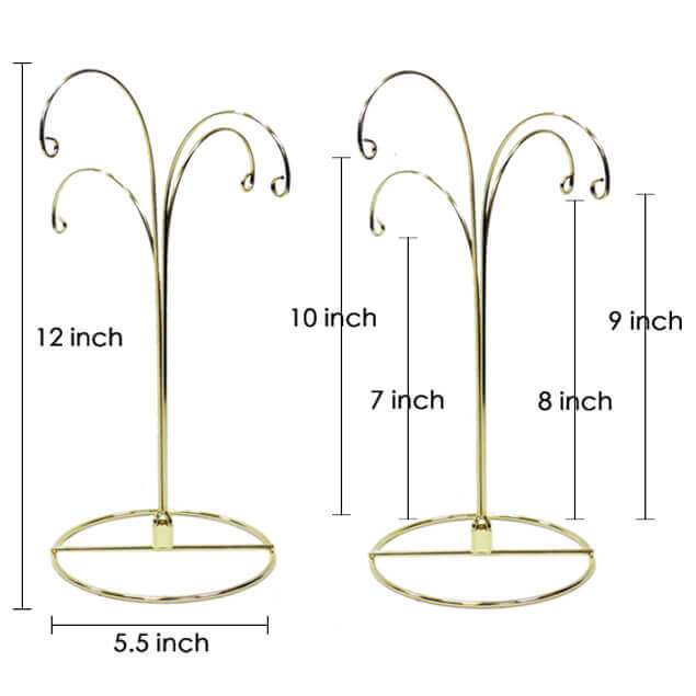 Ornament Display Stand Holder Hanger Christmas Easter Gold 2pcs 12 inch