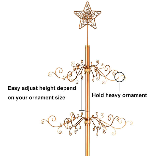Wrought Iron Christmas Tree Metal Ornament Display Stand Gold 174 Hooks 84 Inch