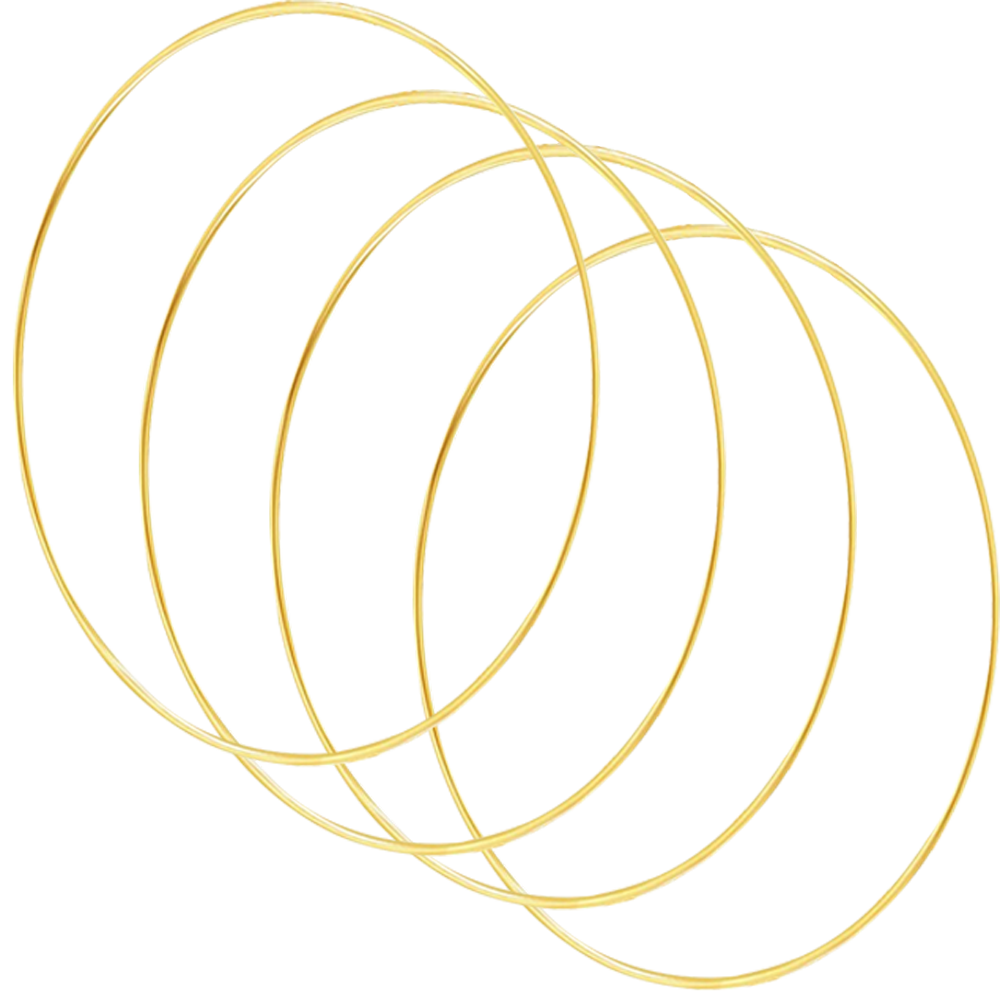 HOHIYA Macrame Ring Floral Hoop Wreath Metal for Christmas 22 inch 4 Pcs Gold