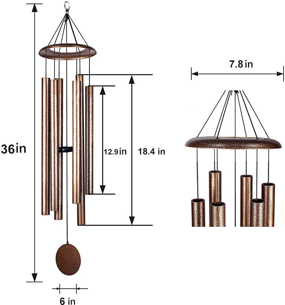 36 Inch Deep Tone Wind Chimes Large with Best Sounding Free Shipping