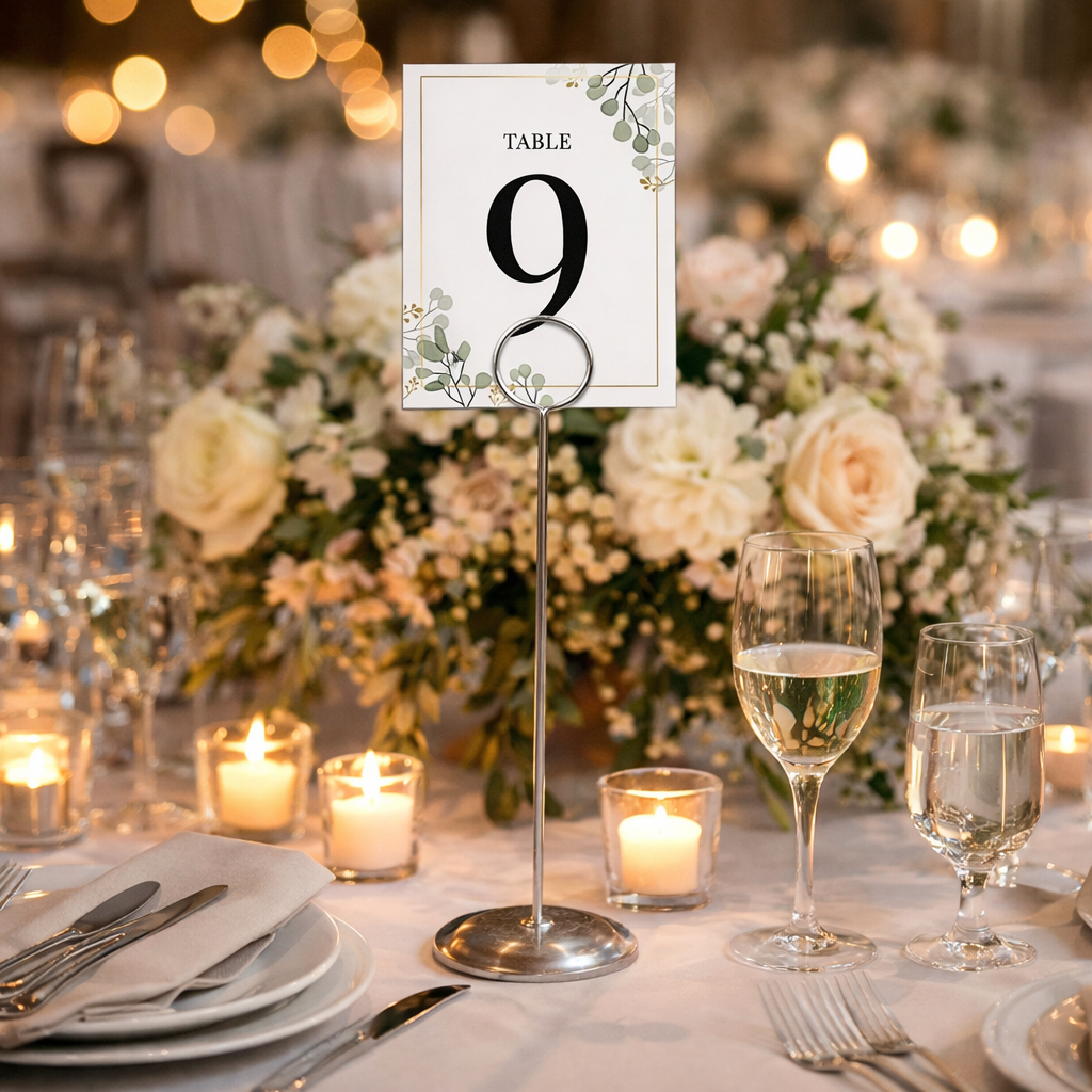 HOHIYA 12 Pack Metal Table Number Holders 12" Tall Place Card Stands for Weddings and Banquets Heavy Duty Restaurant Menu Clips Professional Event Sign Holders Silver