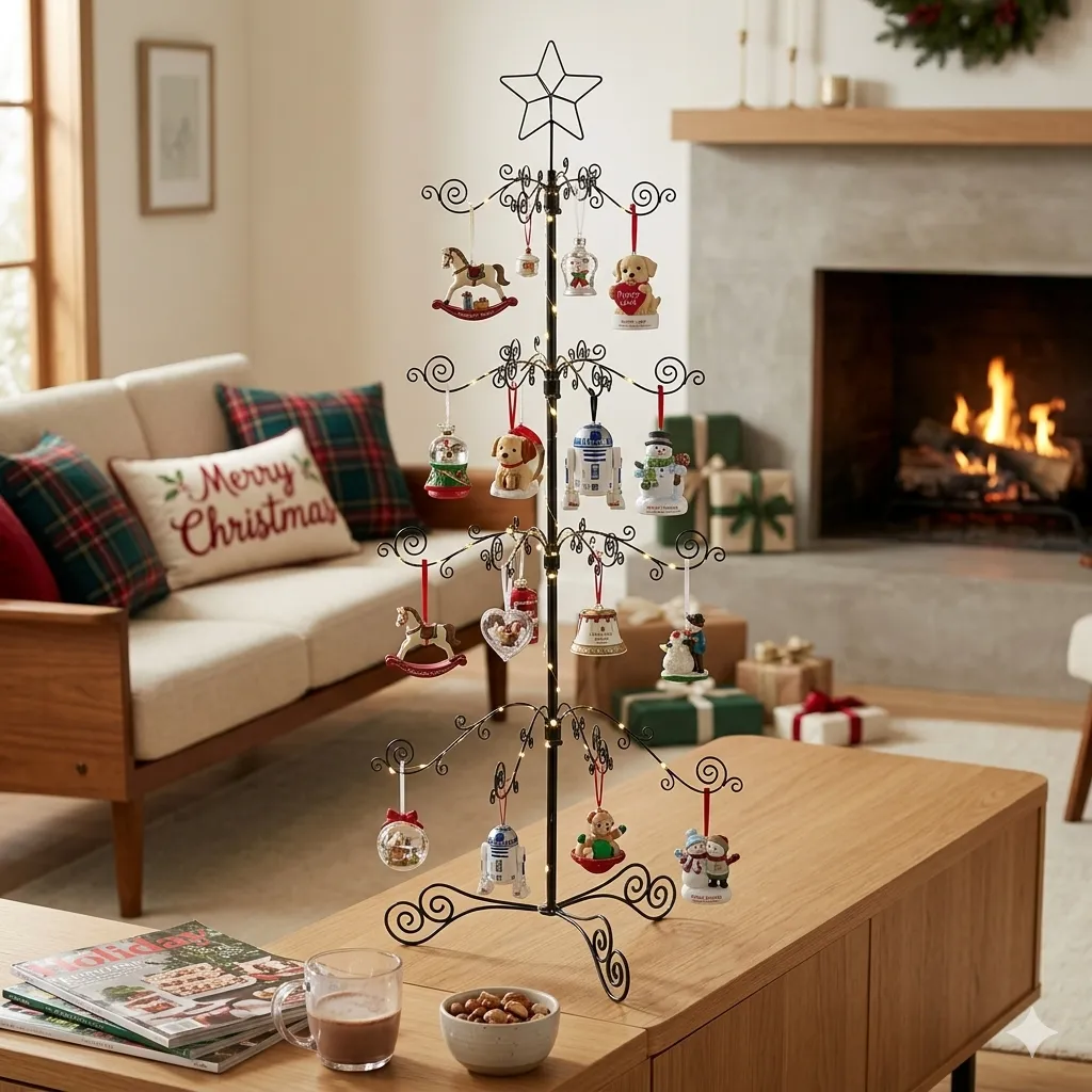 HOHIYA 3-ft ornament display tree assembled and ready to display