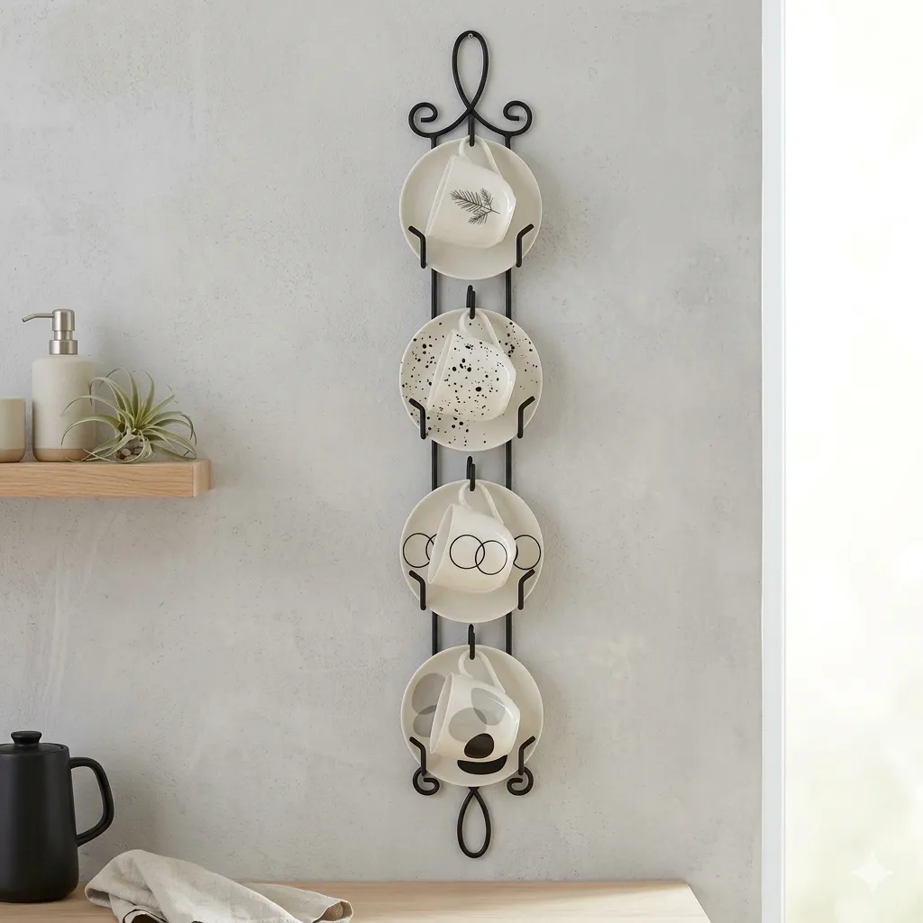 HOHIYA tea cup display stand styled in a home setting