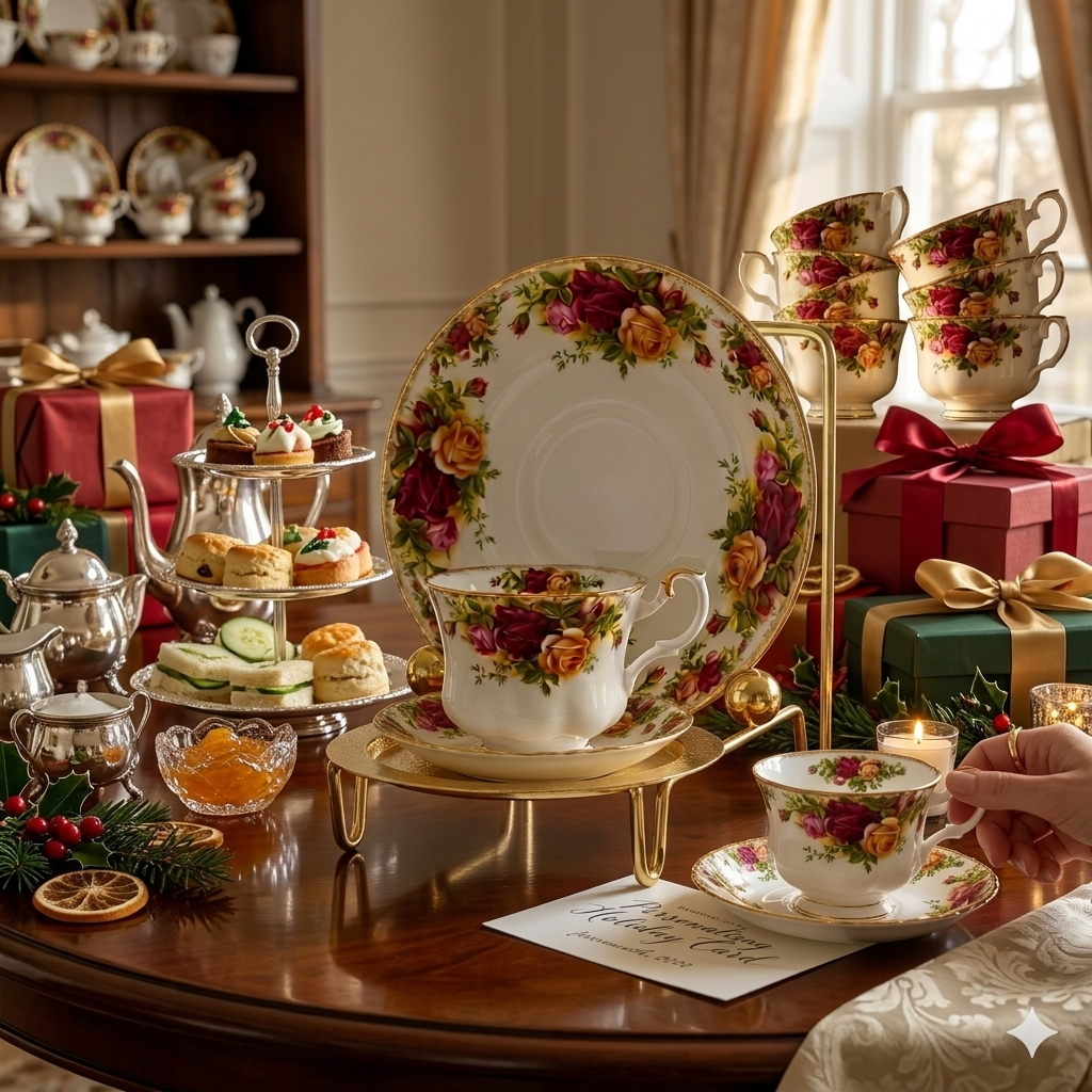 HOHIYA tea cup display stand styled in a home setting