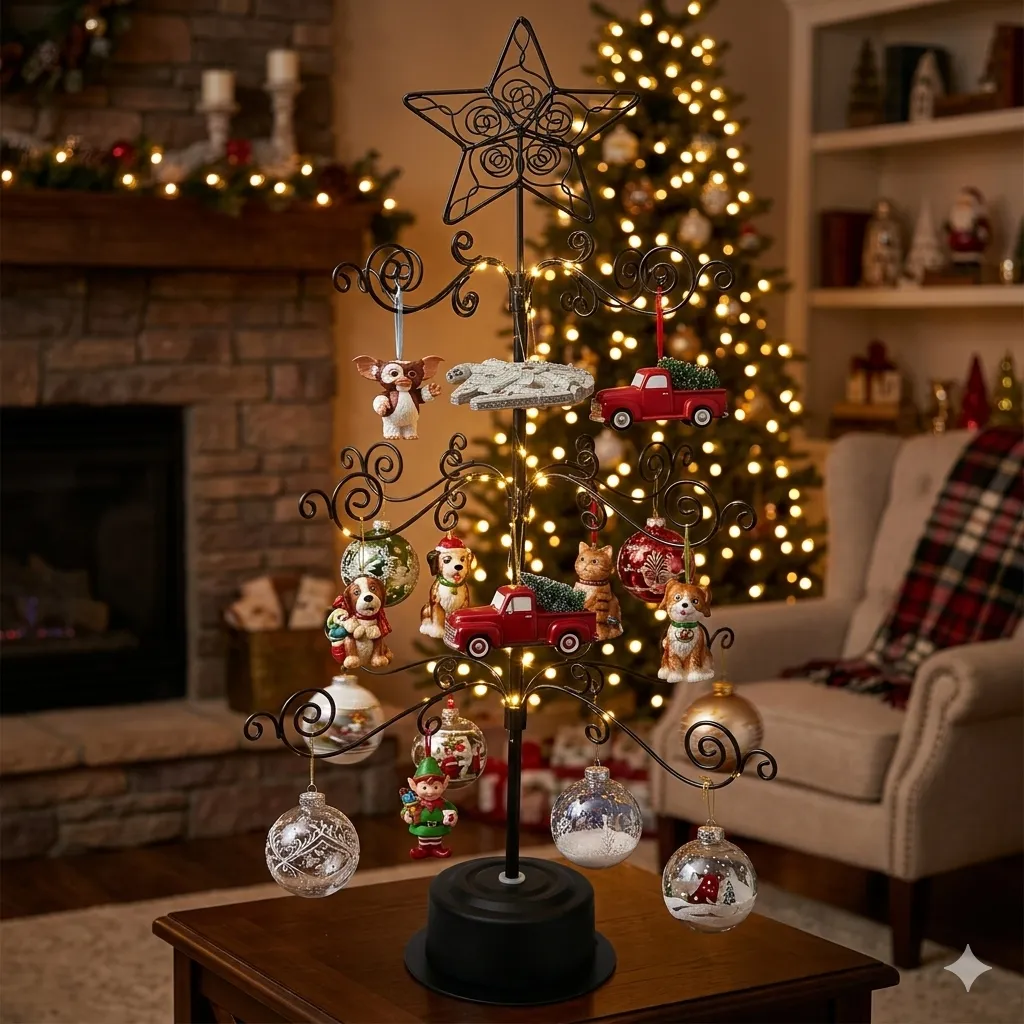 HOHIYA 24 Inch Tabletop Rotating Ornament Display Tree | Christmas