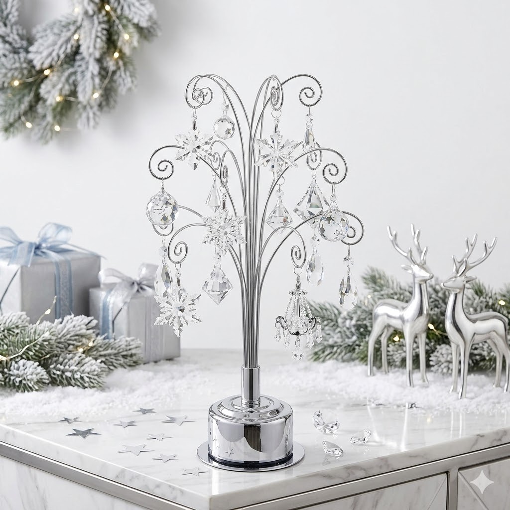 HOHIYA 16.75-inch ornament display tree assembled and ready to display