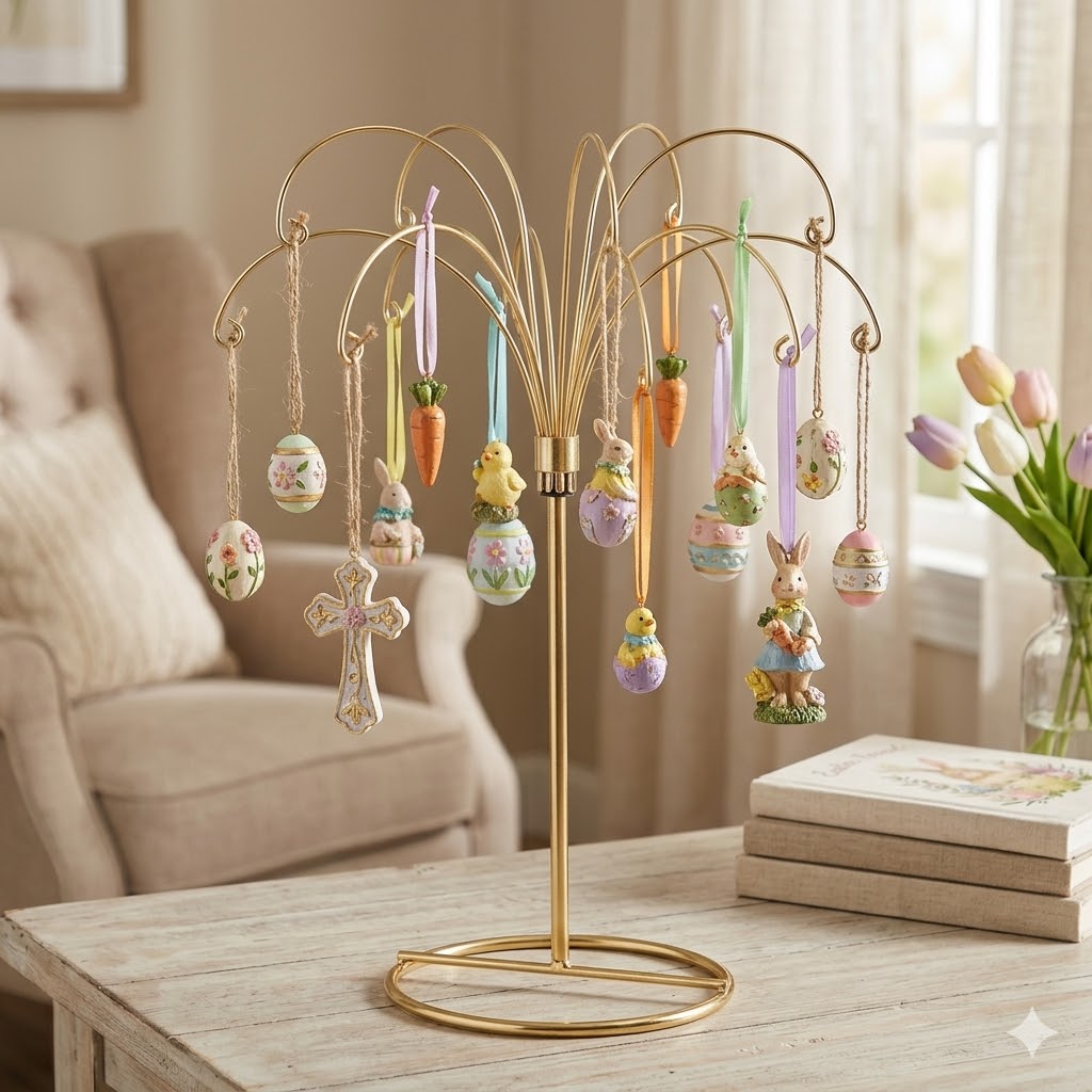 HOHIYA 13.5-inch ornament display tree assembled and ready to display