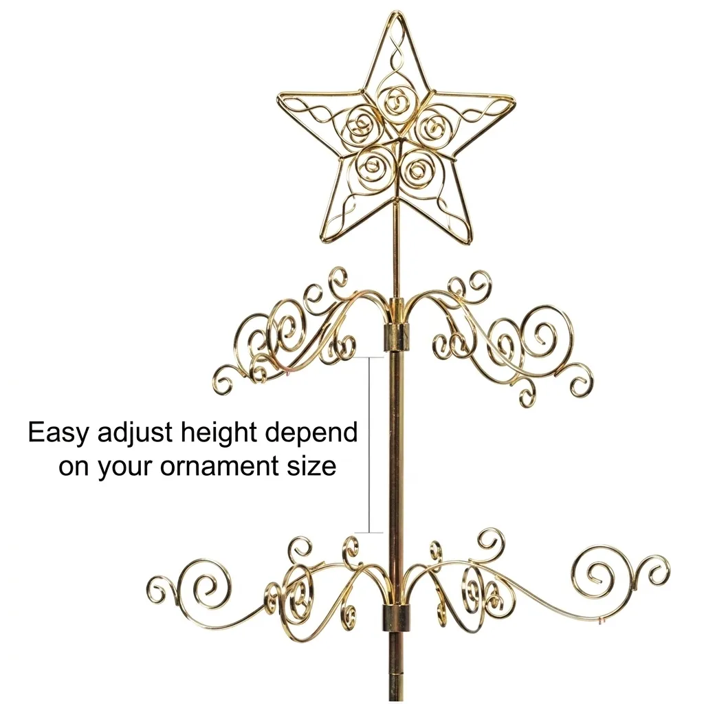 Side angle view of HOHIYA metal ornament display tree