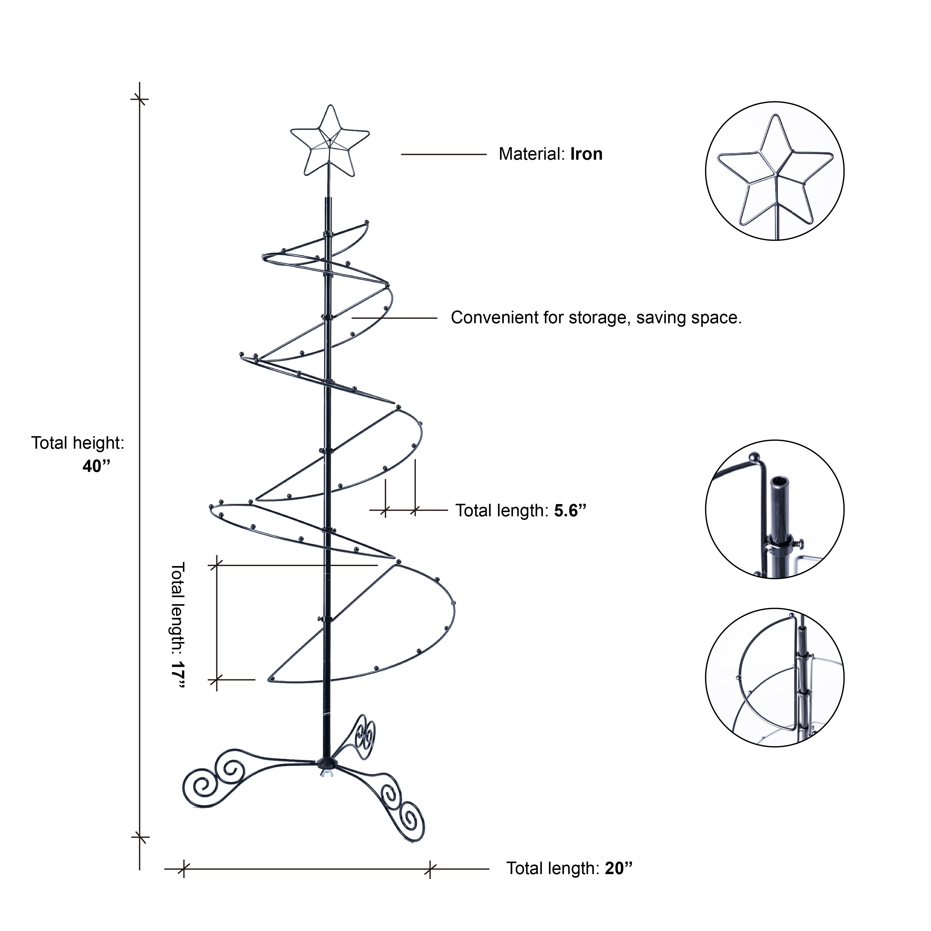 Close-up detail of HOHIYA ornament display tree matte black finish