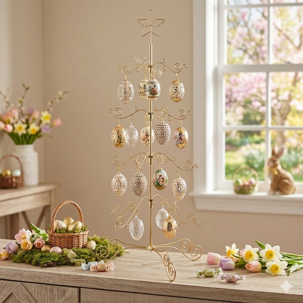 HOHIYA 3-ft ornament display tree assembled and ready to display