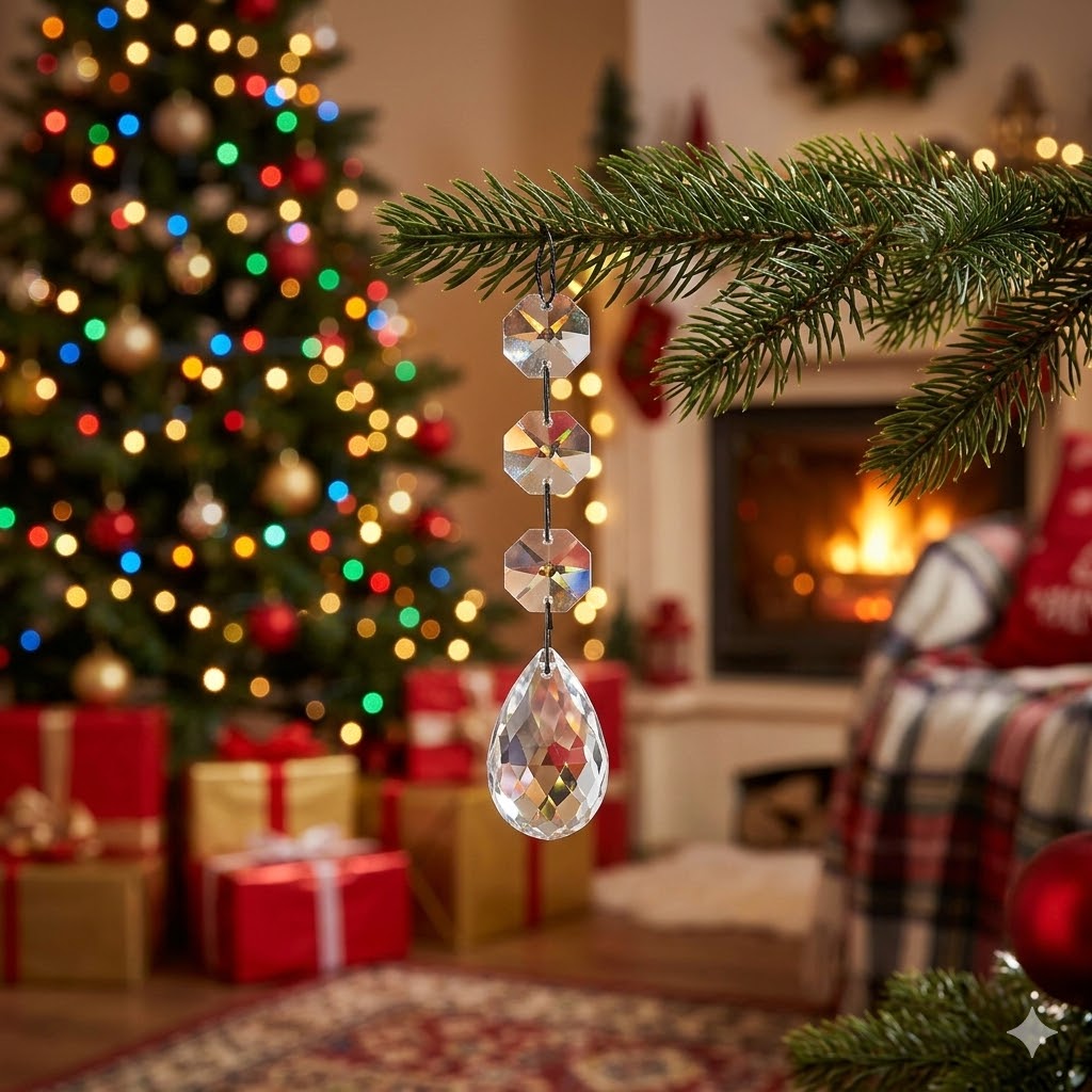 Side angle view of HOHIYA metal ornament display tree