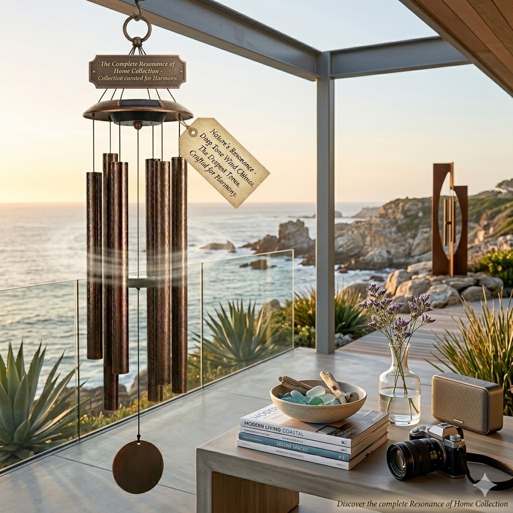 Side angle view of HOHIYA aluminum wind chime stand