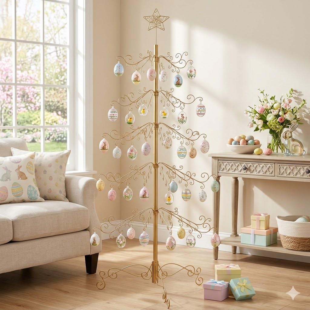 HOHIYA 6.5-feet ornament display tree assembled and ready to display
