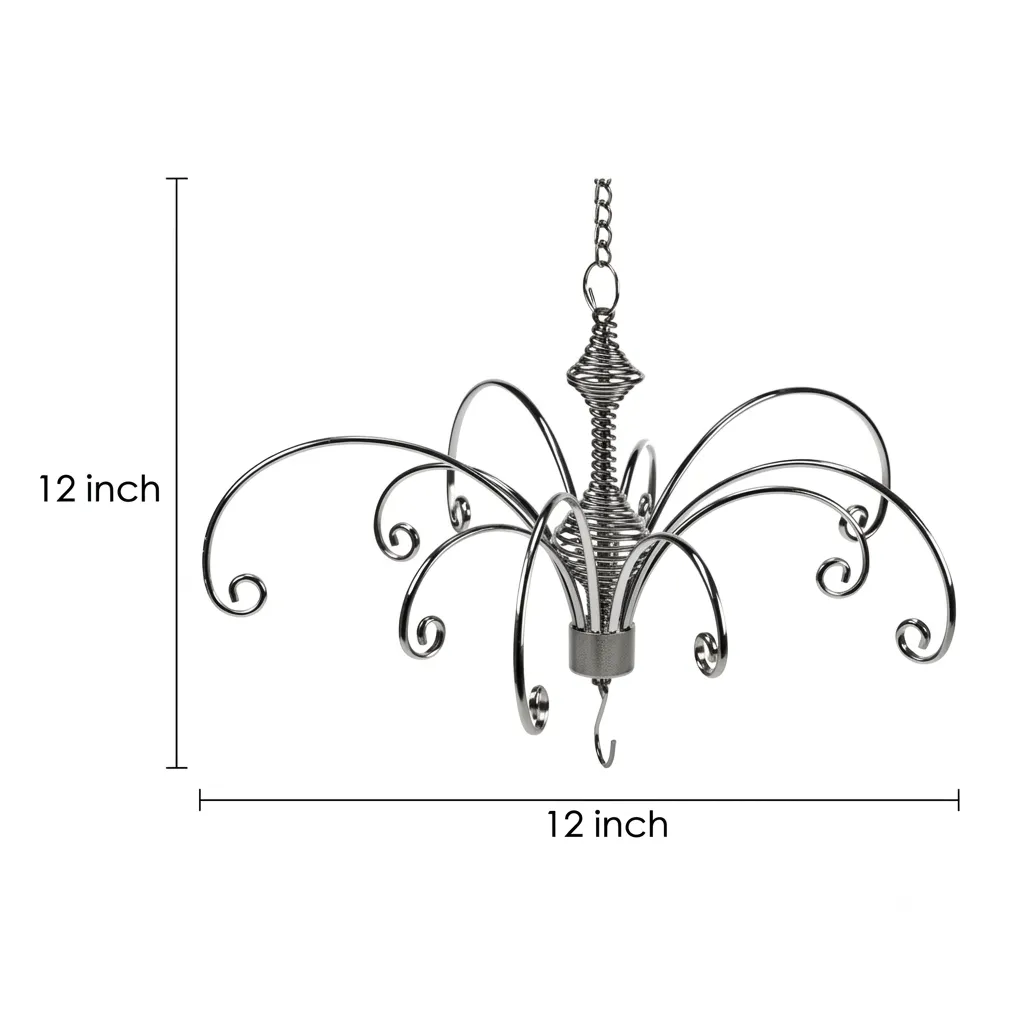 Close-up detail of HOHIYA wind chime stand silver finish
