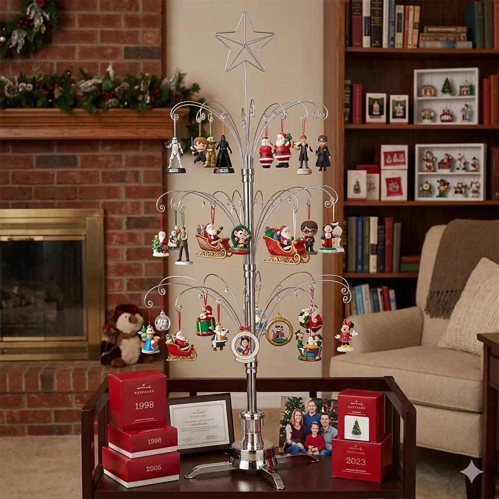 HOHIYA 47-inch ornament display tree assembled and ready to display