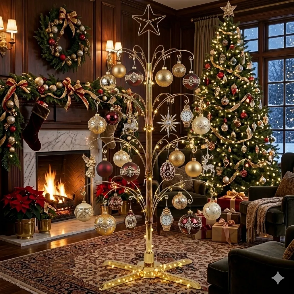 HOHIYA 74-inch ornament display tree assembled and ready to display