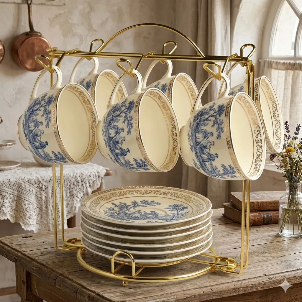HOHIYA tea cup display stand packaging and what is included