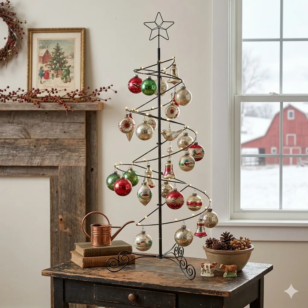HOHIYA 3-ft ornament display tree assembled and ready to display